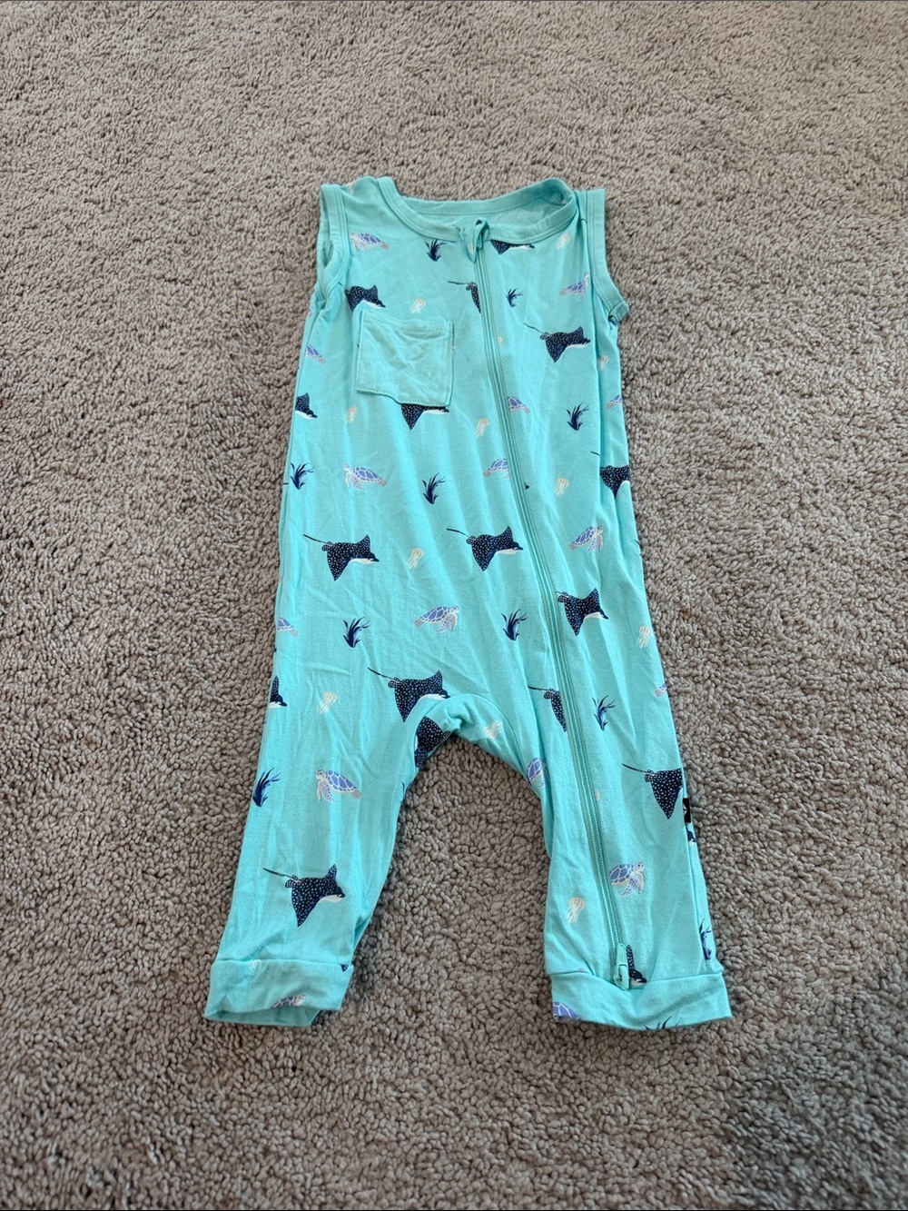Kyte BABY Mint Sea Life Zip One-Piece Romper